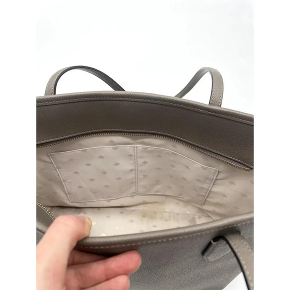 Kate Spade Lori Tote Thunder Cloud Large Minimalist Old Money Luxury Leather - Picture 9 of 16